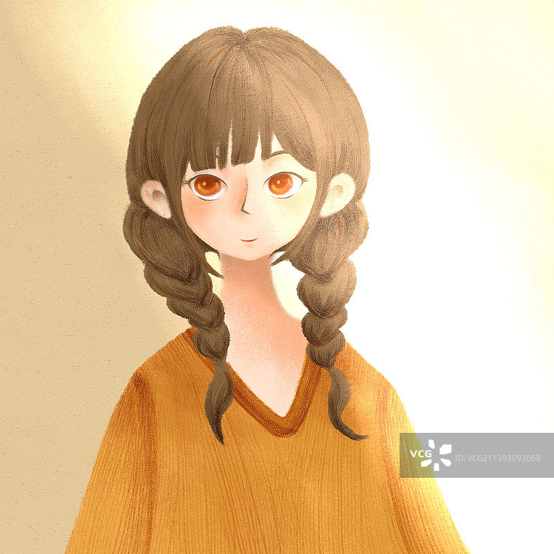 插画板绘阳光下的小女孩图片素材