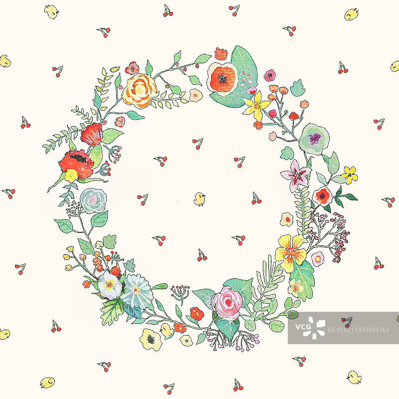 花环水彩手绘插画图片素材