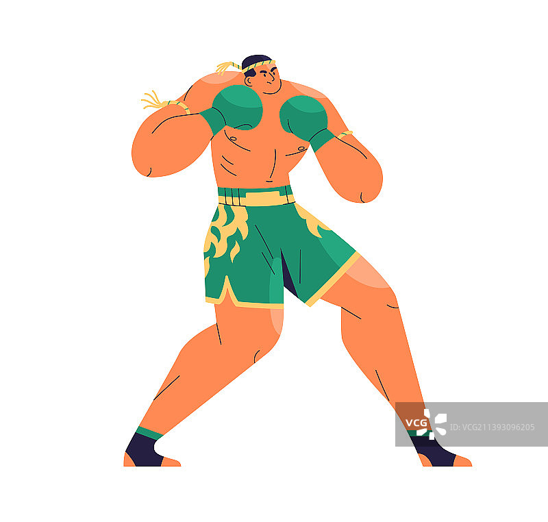 泰国拳击手准备战斗：泰拳战士图片素材