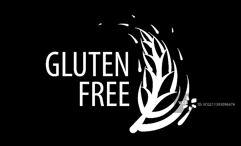 黑色背景上的无麸质标志图片素材
