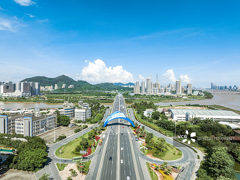 航拍广州南沙自贸区城市风光图片素材