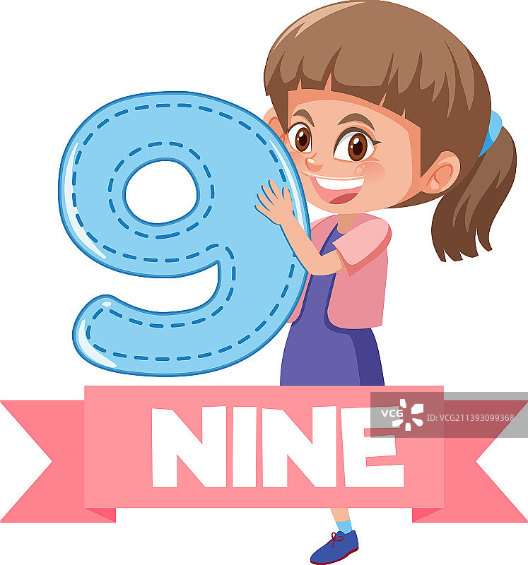 拿着数字卡通形象的女生图片素材