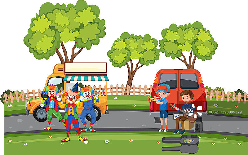 公园里表演的人们图片素材