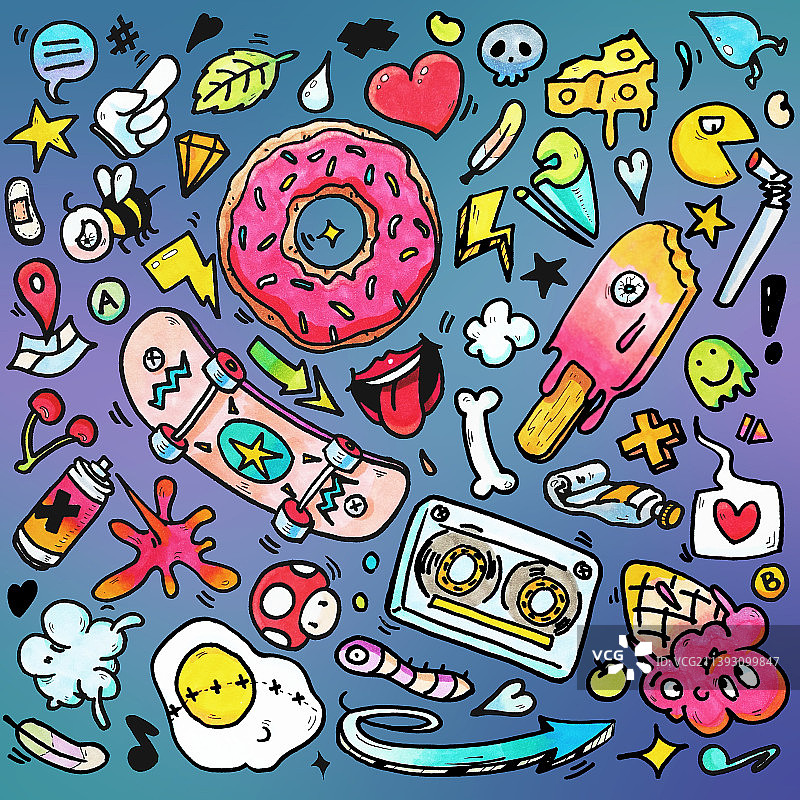 街头涂鸦潮流元素图片素材