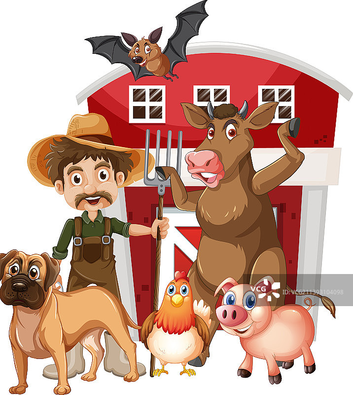 农场动物和农民图片素材