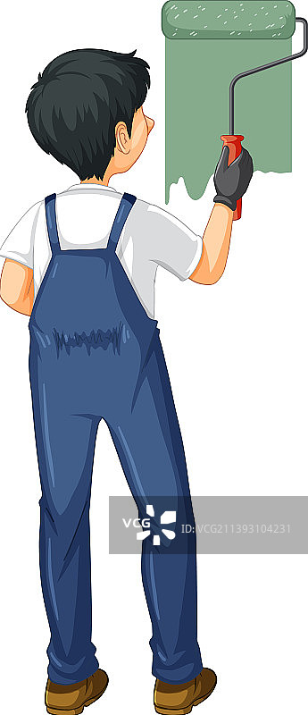 油漆匠建筑工人背面图片素材