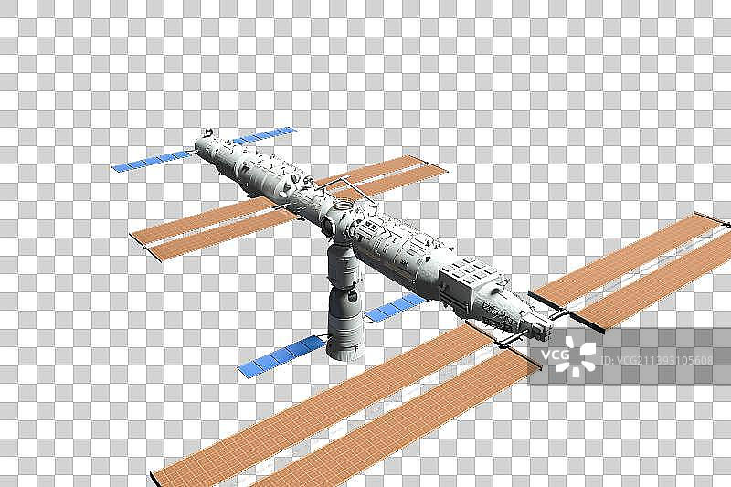 中国问天试验舱机械臂转换位置与天和核心舱对接图片素材