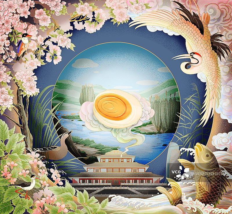 鹤壁淇河三宝国潮插画图片素材