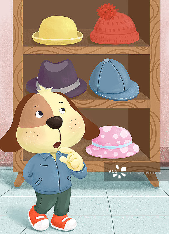 可爱小狗和帽子图片素材