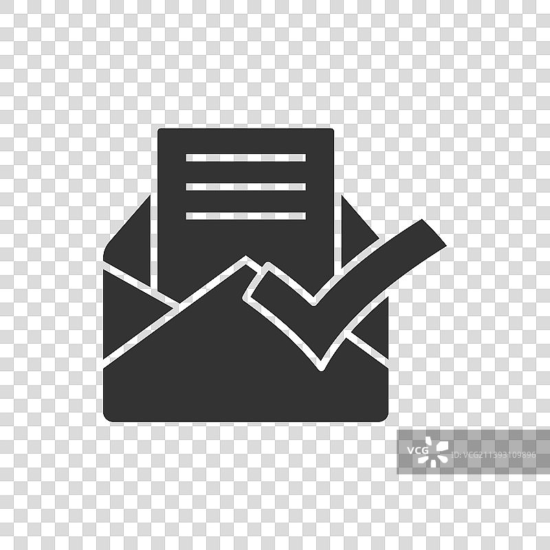 带有已确认文件图标的扁平风格信封图片素材