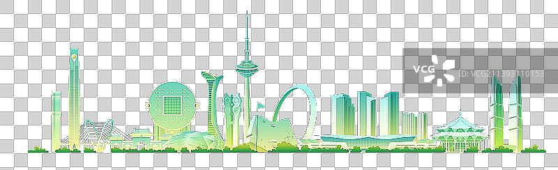 沈阳印象城市地标建筑扁平风商业插画图片素材