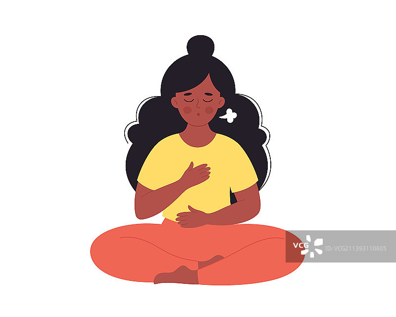 做呼吸运动的黑人女性图片素材