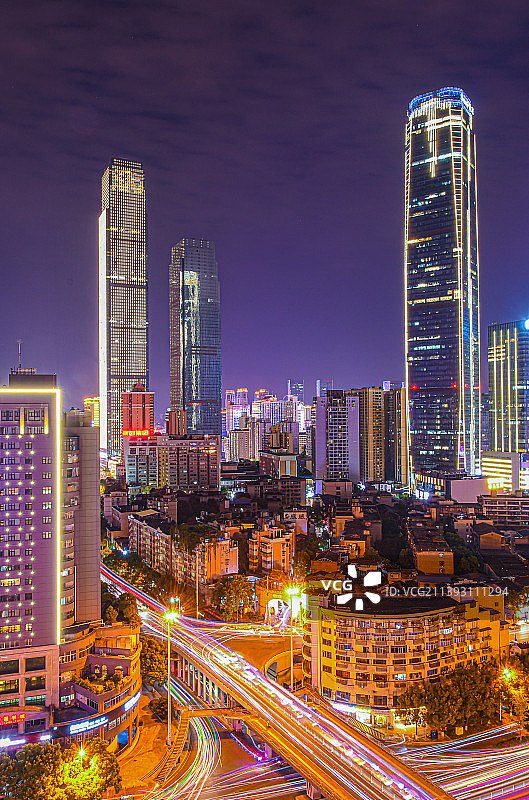 长沙CBD建筑夜景风光图片素材