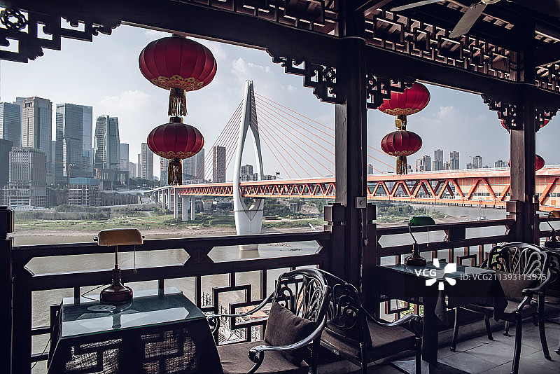 中国重庆洪崖洞江景咖啡店图片素材