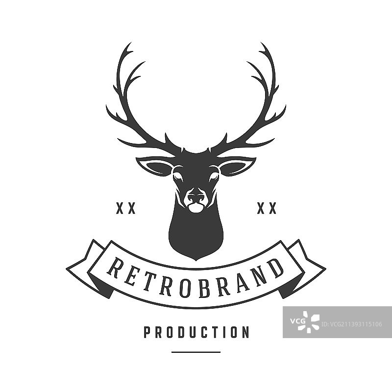 复古风格猎鹿俱乐部标志图片素材