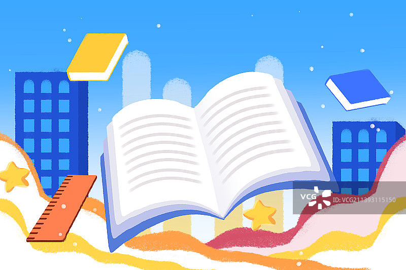 卡通手绘开学季教育学习插画图片素材