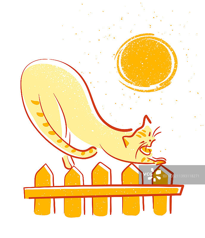 猫咪懒洋洋地在栅栏上伸展图片素材