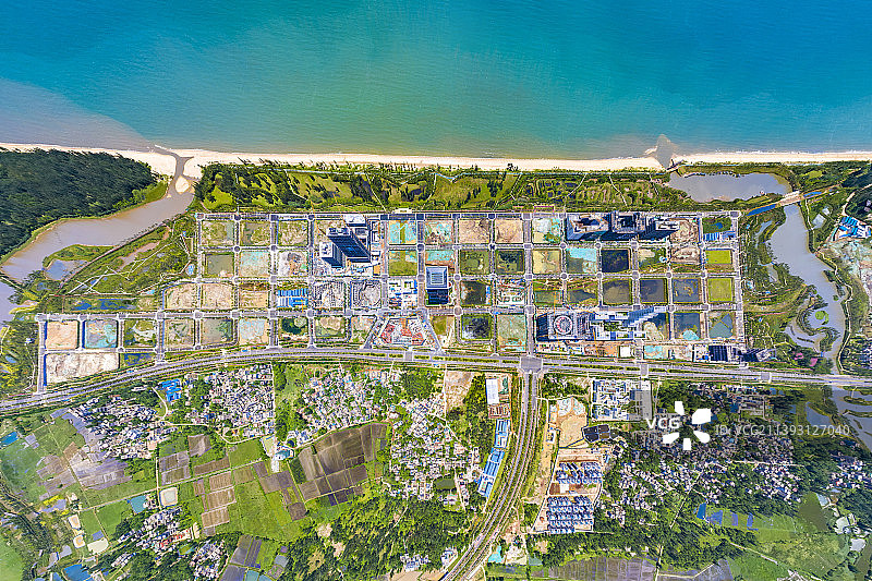 海口市江东新区全景航拍，海南国际枢纽图片素材