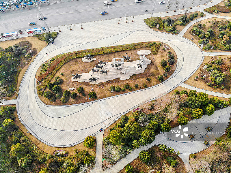 航拍江苏徐州汉文化景区车马出行广场图片素材