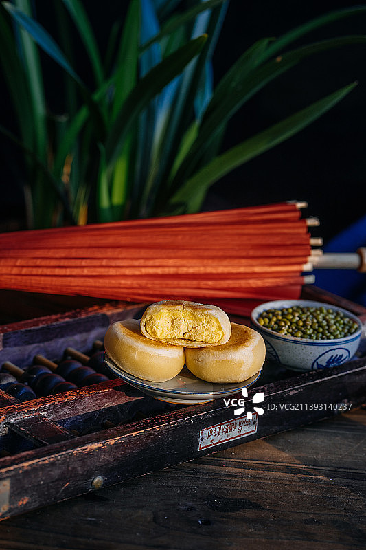 中国传统点心：绿豆酥饼，绿豆点心图片素材