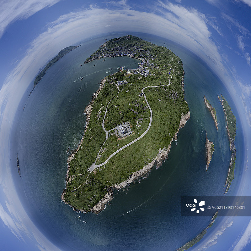 航拍浙江舟山东极岛庙子湖全景图片素材