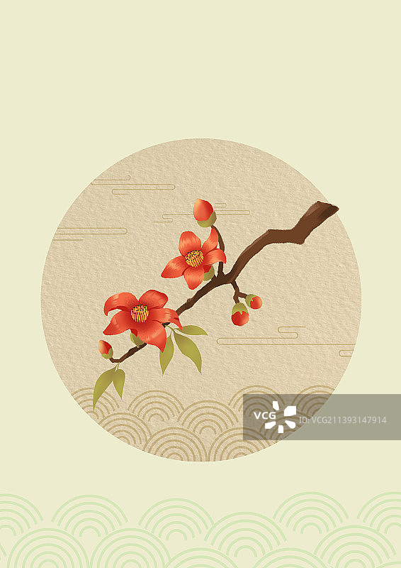 木棉花插画装饰植物背景插画图片素材