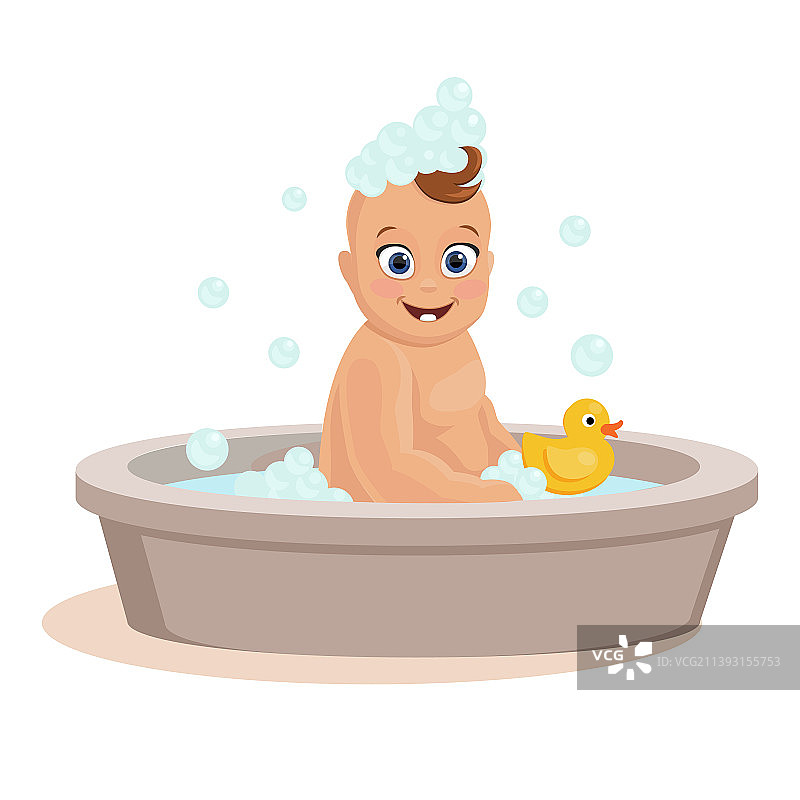 在玩具婴儿浴缸里洗澡的宝贝图片素材