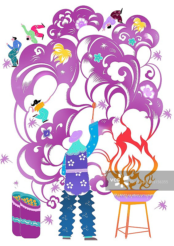 蔚县剪纸-打树花篇图片素材