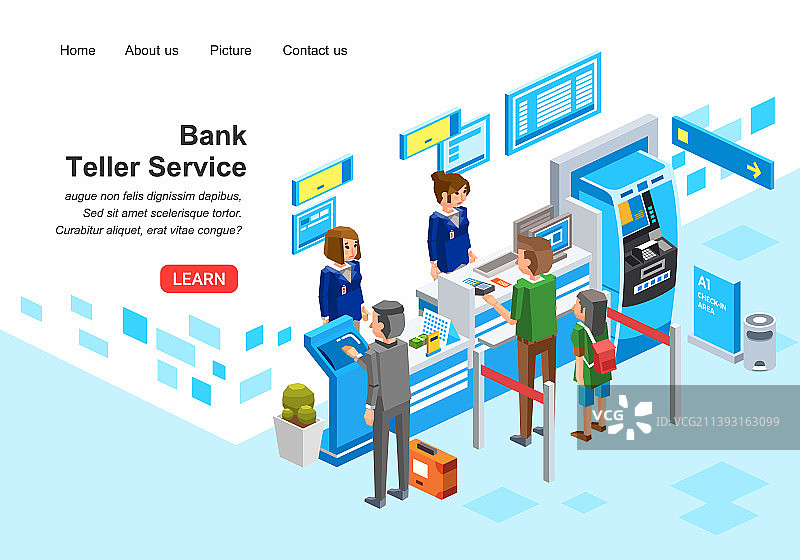 2.5D银行柜员服务设计图片素材