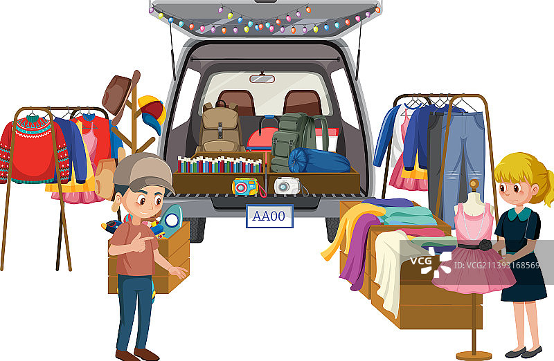 人们在市场上购买衣服图片素材