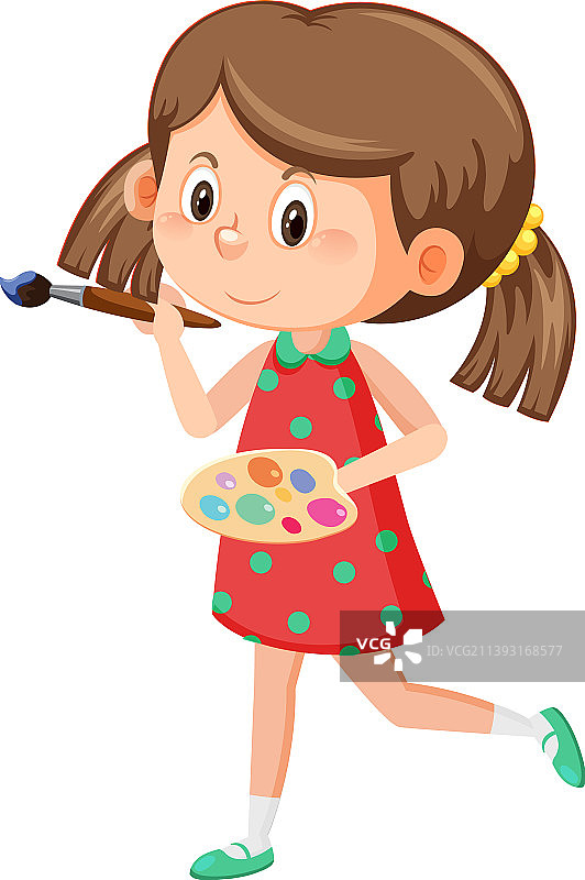 可爱的卡通女孩绘画图片素材