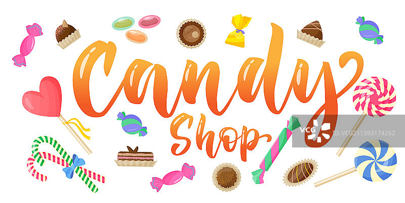 糖果店彩色字母组合图片素材