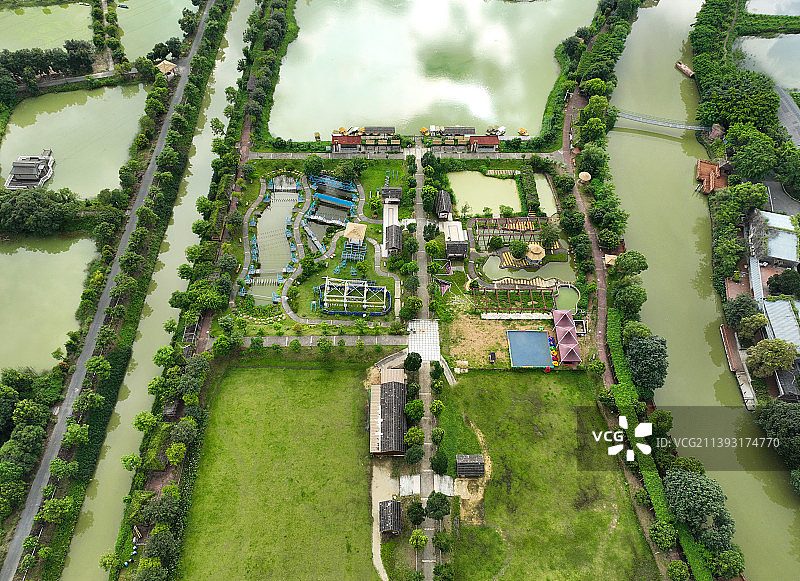 广东省佛山市南海区西樵山风景区国艺影视城南海博物馆航拍图片素材