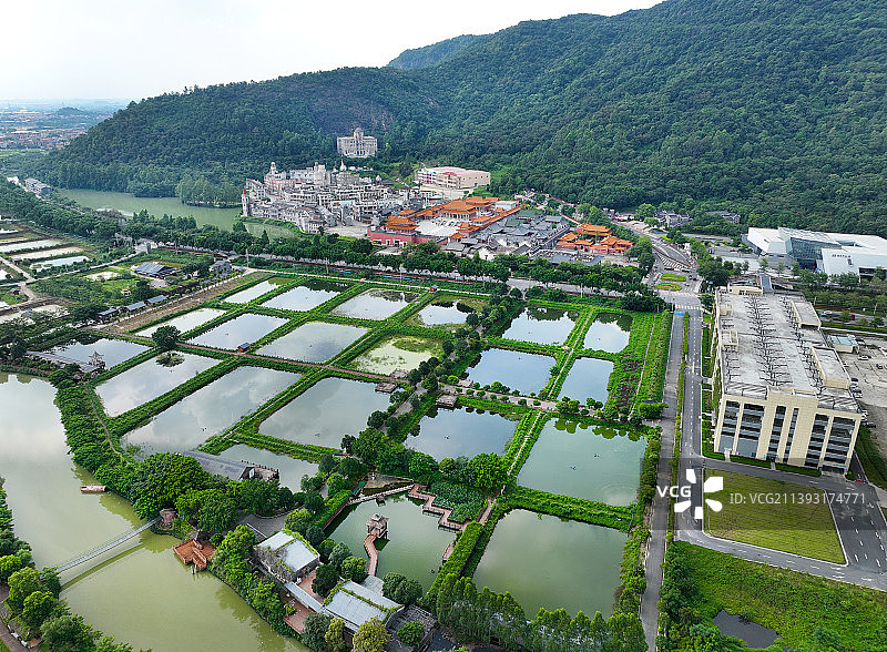 广东省佛山市南海区西樵山风景区国艺影视城南海博物馆航拍图片素材