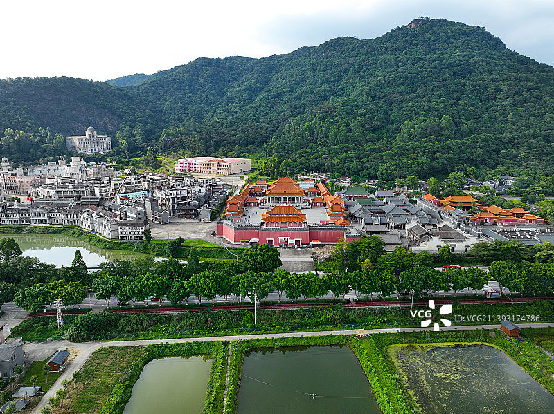 广东省佛山市南海区西樵山风景区国艺影视城南海博物馆航拍图片素材