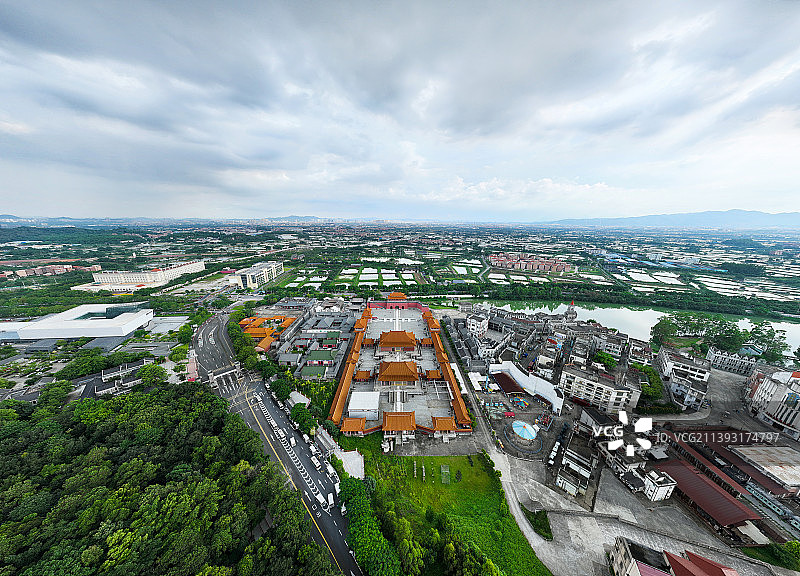广东省佛山市南海区西樵山风景区国艺影视城南海博物馆航拍图片素材