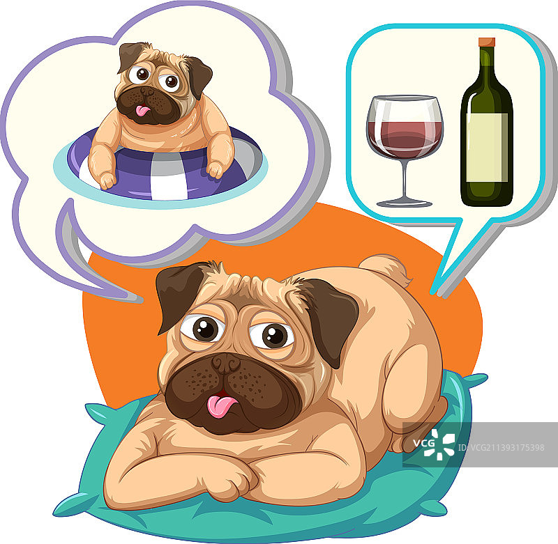 带有狗和酒的对话气泡图片素材