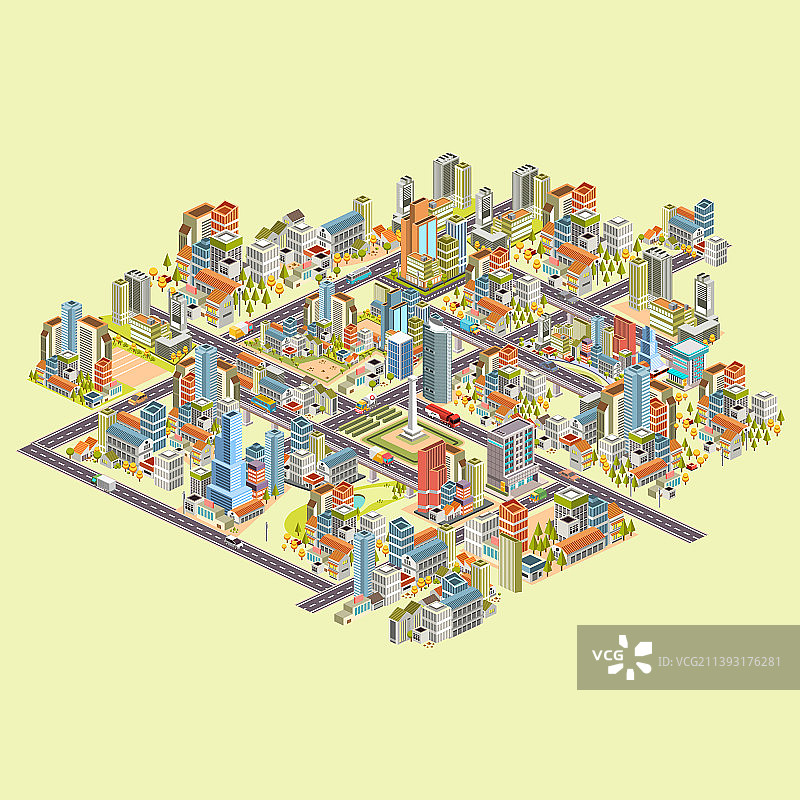 2.5D城市建筑群图片素材