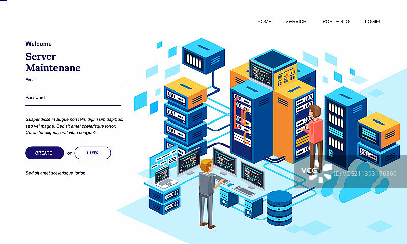 在数据中心工作的两个男人图片素材