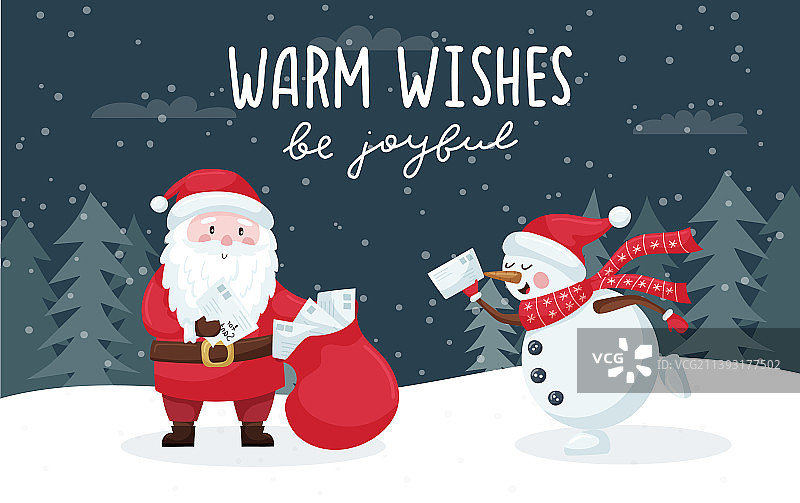 雪人奔跑场景圣诞贺卡图片素材