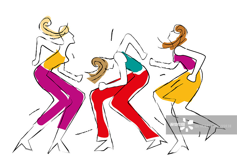 三个跳舞的女孩在疯狂派对上图片素材