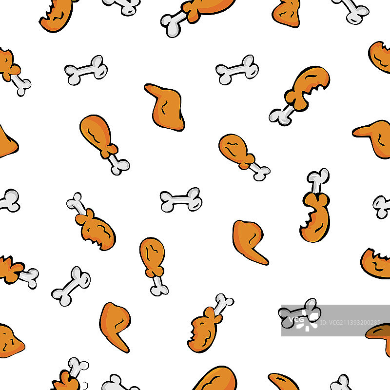 手绘素描鸡腿翅膀大腿骨图片素材