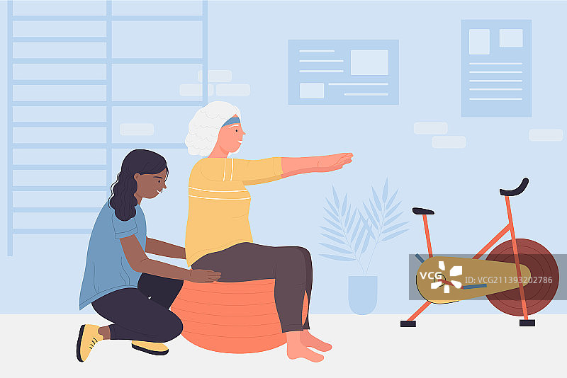 老年妇女进行康复计划图片素材