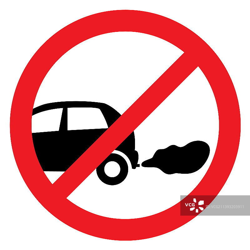 汽车尾气红色圆形标志图片素材