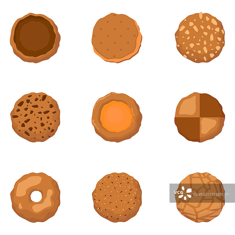 白色背景上不同形状的饼干图片素材