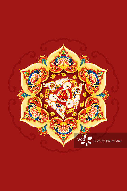 兔年生肖国风插画图片素材