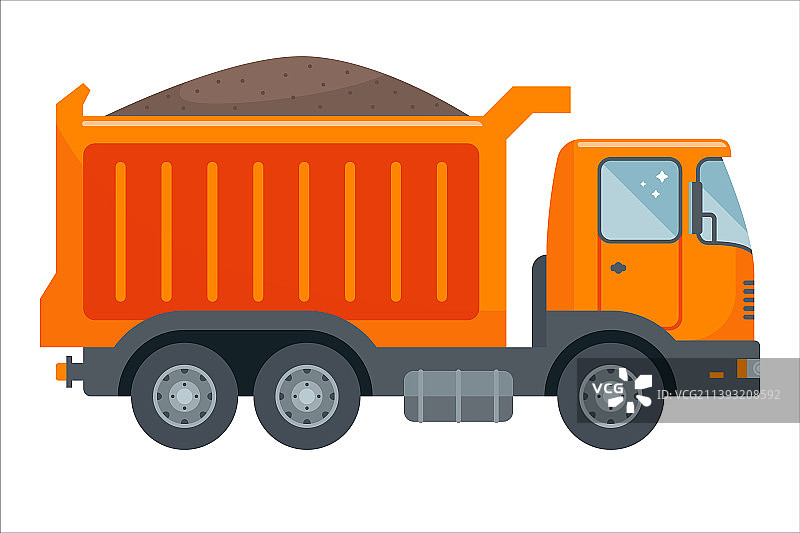 橙色卡车运输煤炭图片素材