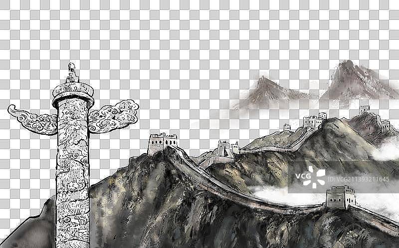 中国风华表江山背景插画图片素材