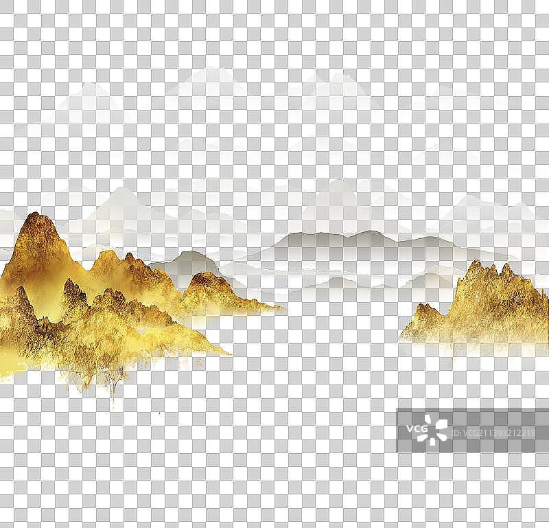 免扣中国风金色山水图片素材
