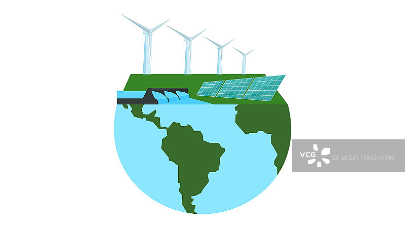白色背景上的可再生能源图片素材